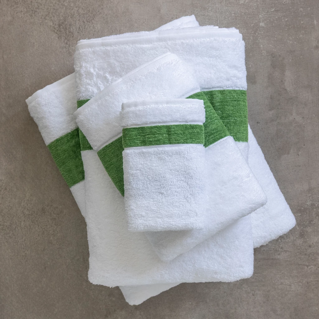 Gästehandtuch mit Chenille-Bordüre Grün