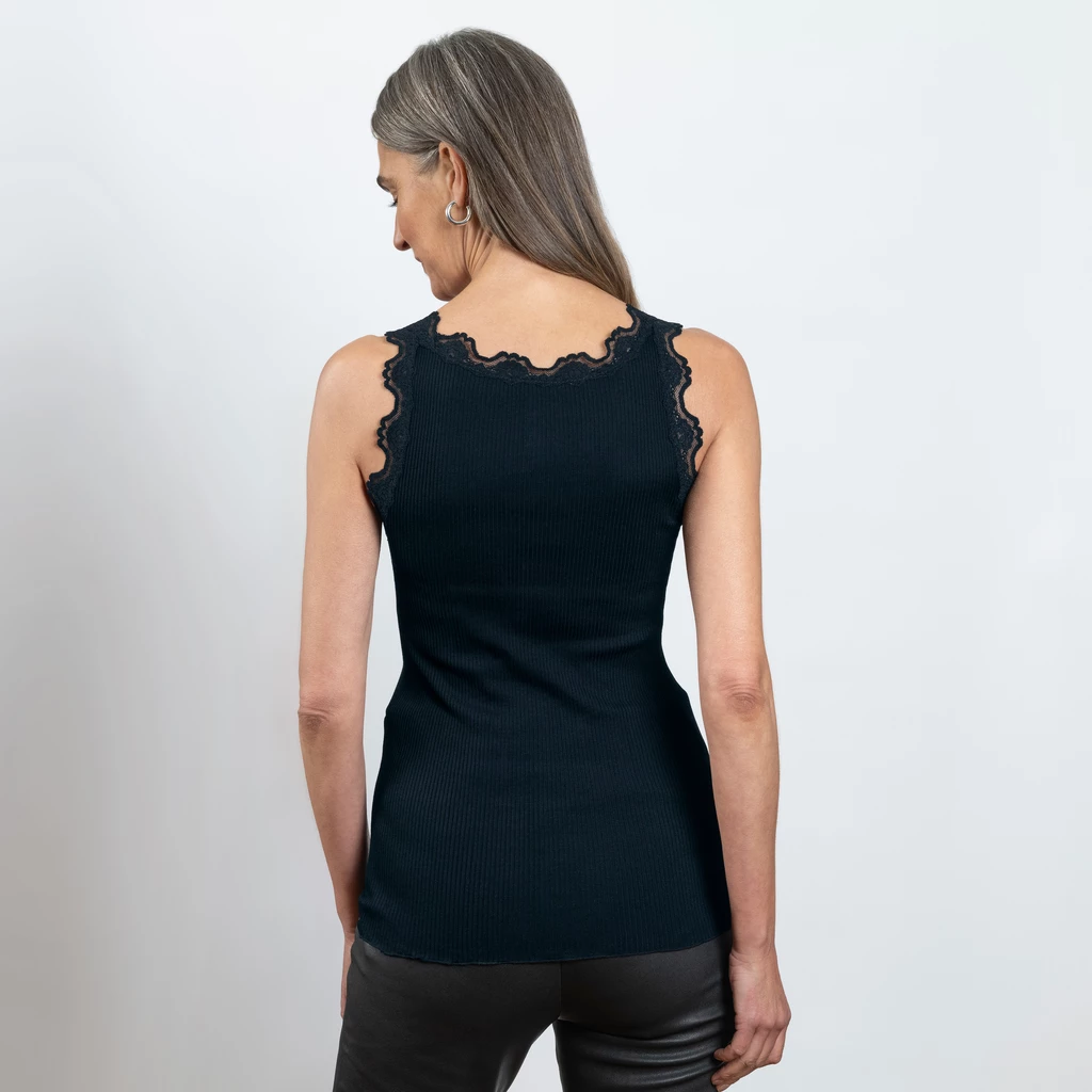 Rosemunde Seidentop mit Spitze Babette Navy M
