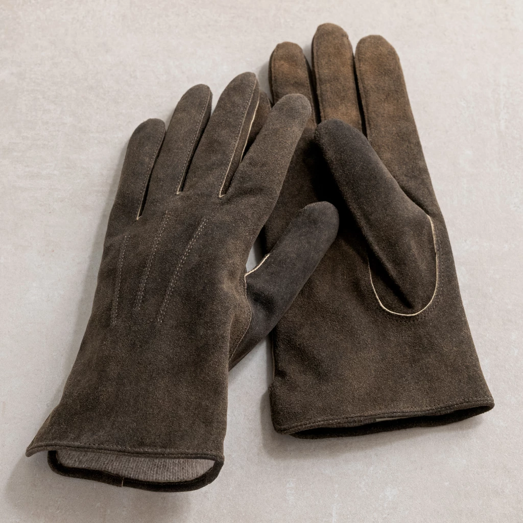 Ziegenlederhandschuhe mit Kaschmirfutter Walnuß