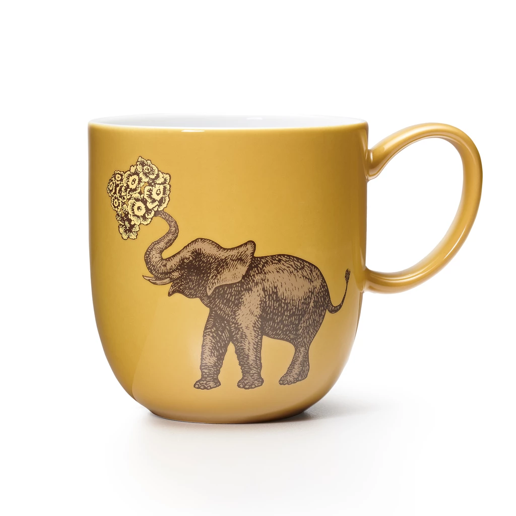 Kaffeebecher Somerset Elefant auf gelbem Grund