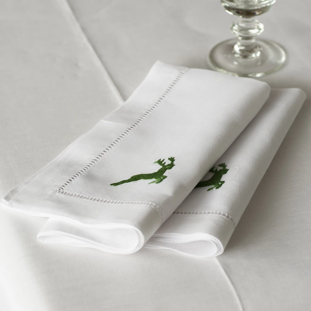 Serviette Grüner Hirsch Leinen 50 x 50 cm