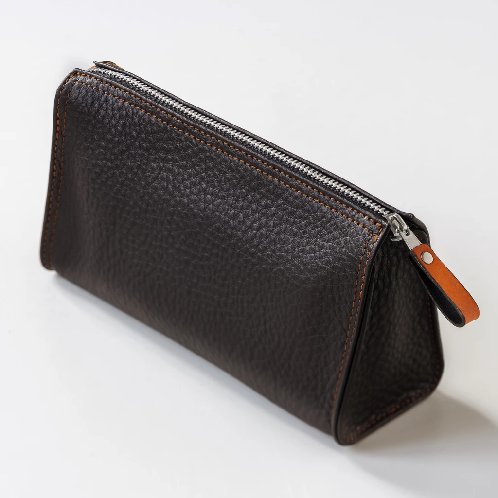Hammann Kosmetiktasche Hirschleder Braun/Orange