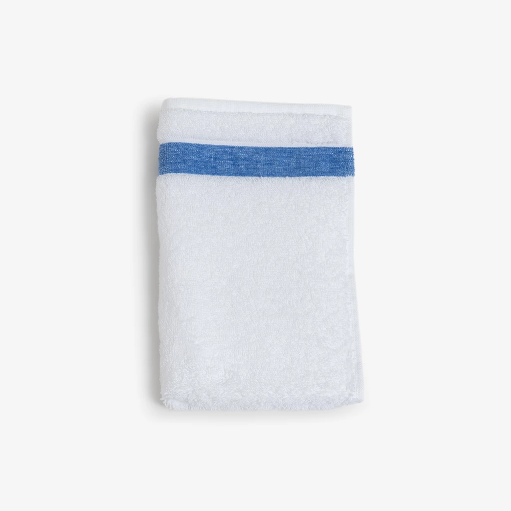 Gästehandtuch mit Chenille-Bordüre Blau