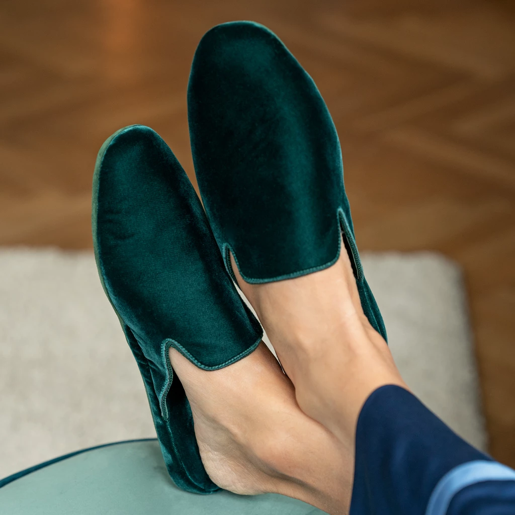 Hoomie Samtslipper Château Herren Green Gr. 43