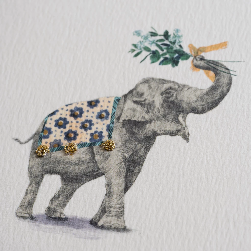 Bestickte Glückwunschkarten Elefant