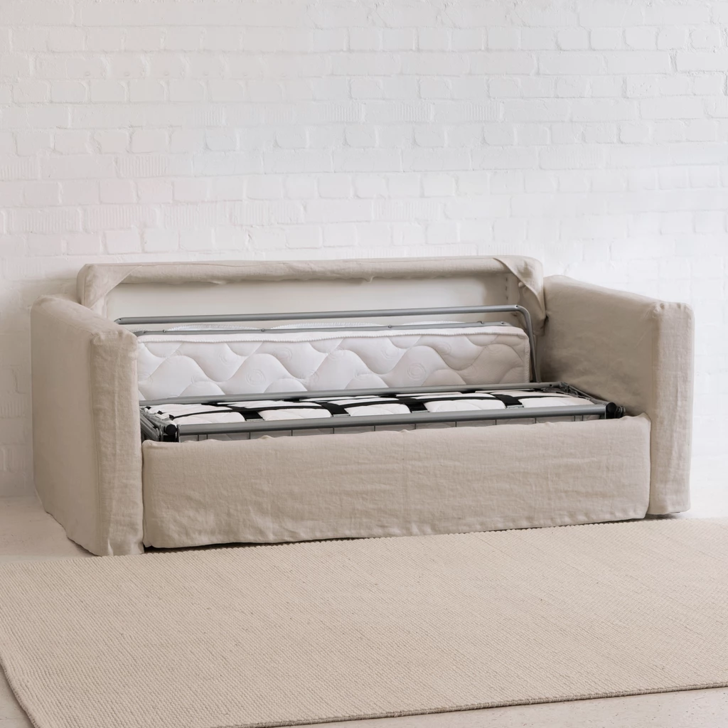 Arcachon Bettsofa Dreisitzer Leinen Natur