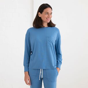 Sunday in Bed Pyjamashirt Estelle Langarm Blau S