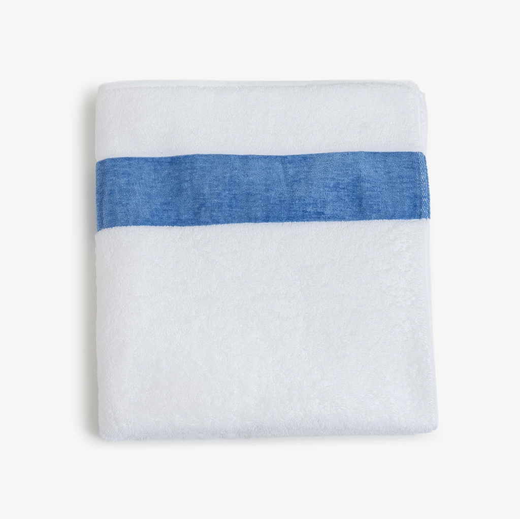 Duschtuch mit Chenille-Bordüre Blau