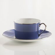 Porcelaine de Limoges Tasse mit Untertasse Französisch Blau