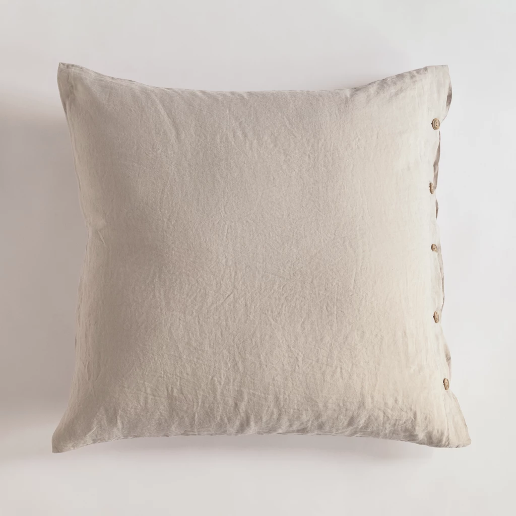 Leinenbettwäsche Stonewashed Louredo Beige 80 x 80 cm