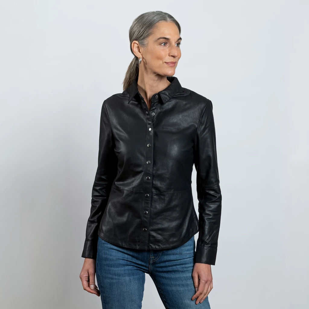 Depeche Lederbluse Nougat Gr.36