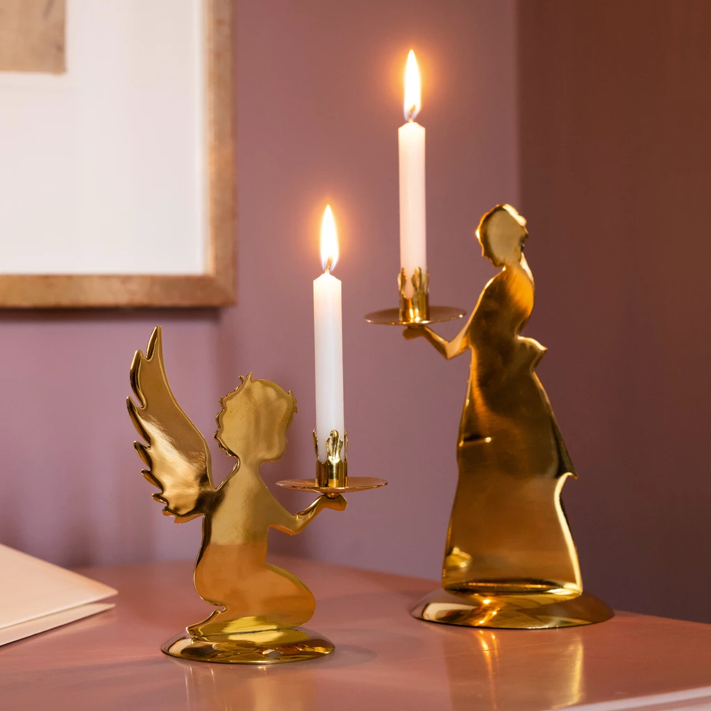 Kerzenleuchter aus Messing Putto
