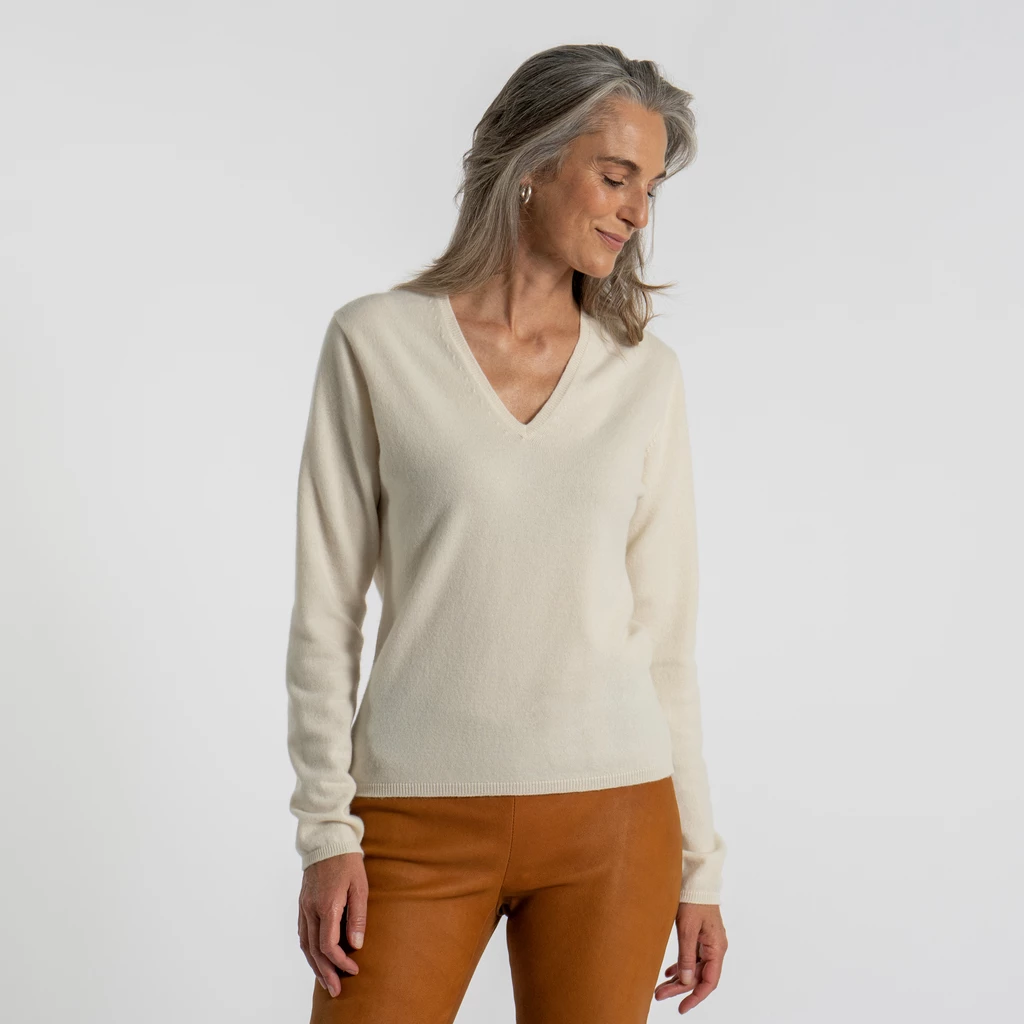 William Lockie X Torquato V-Ausschnitt Kaschmir White XL