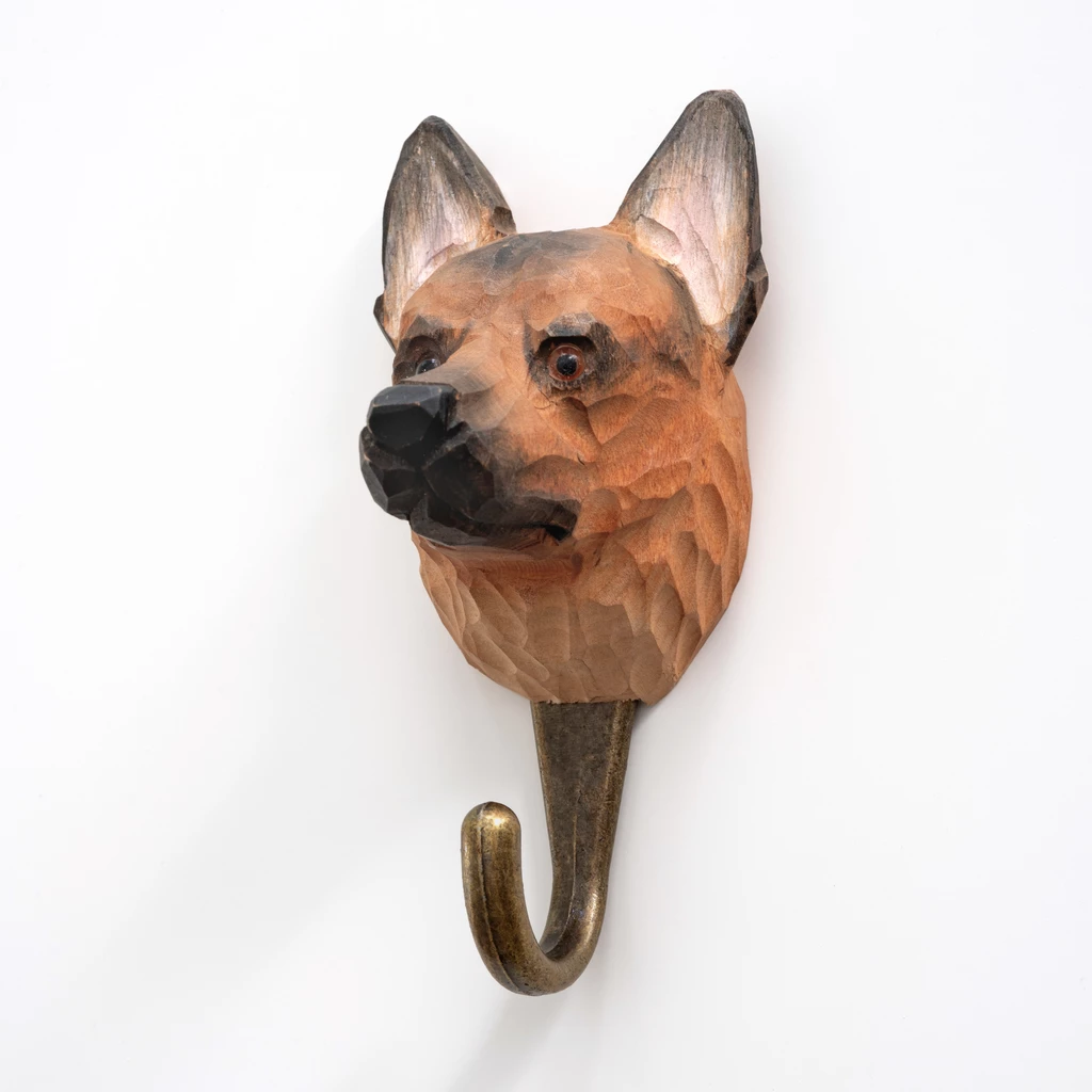 Handgeschnitzter Kleiderhaken Deutscher Schäferhund