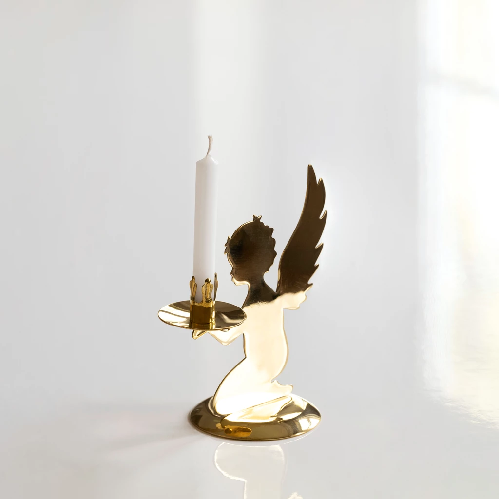 Kerzenleuchter aus Messing Putto