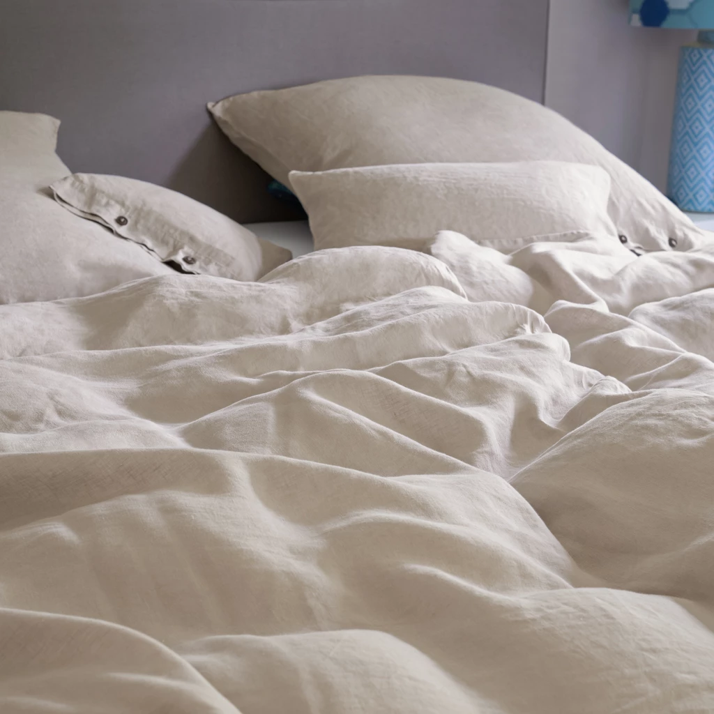 Leinenbettwäsche Stonewashed Louredo Beige 135 x 200 cm