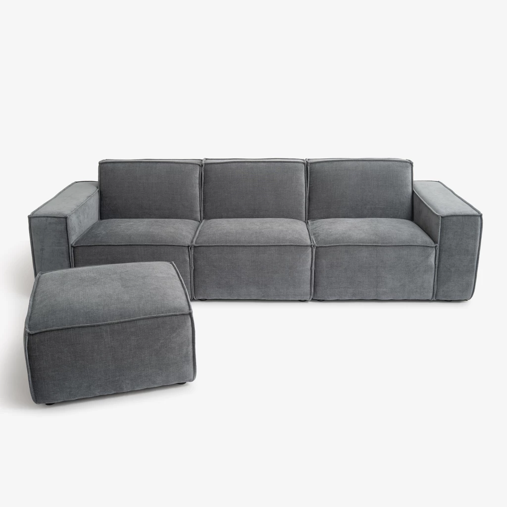Modulares Sofa Estrade 4-Sitzer Kieselgrau