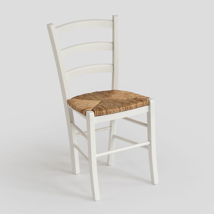 Binsengeflecht-Stuhl Weiß