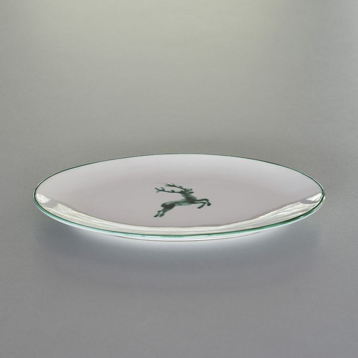 Grüner Hirsch Ovale Platte 28 x 21 cm