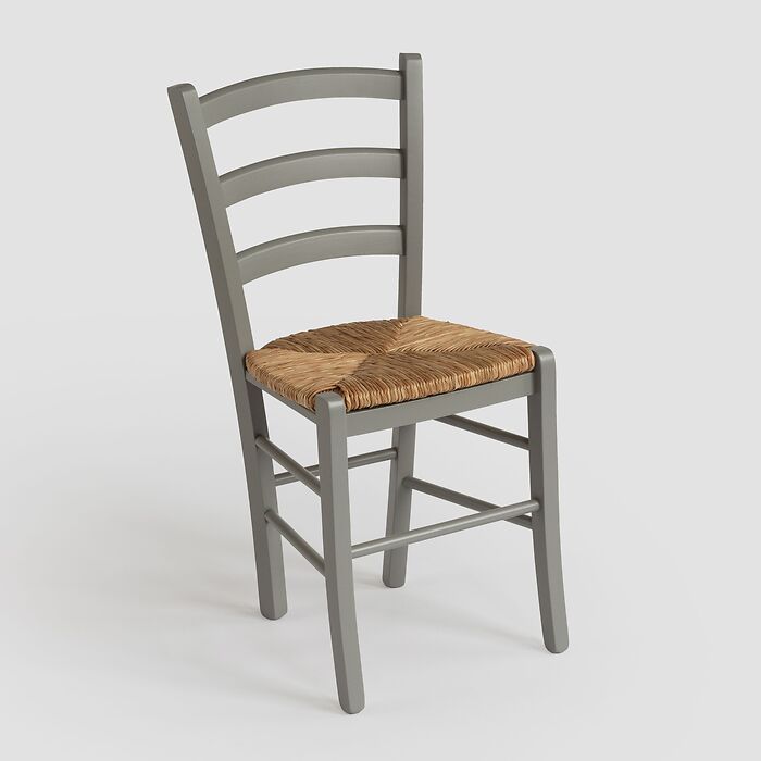 Binsengeflecht-Stuhl Grau