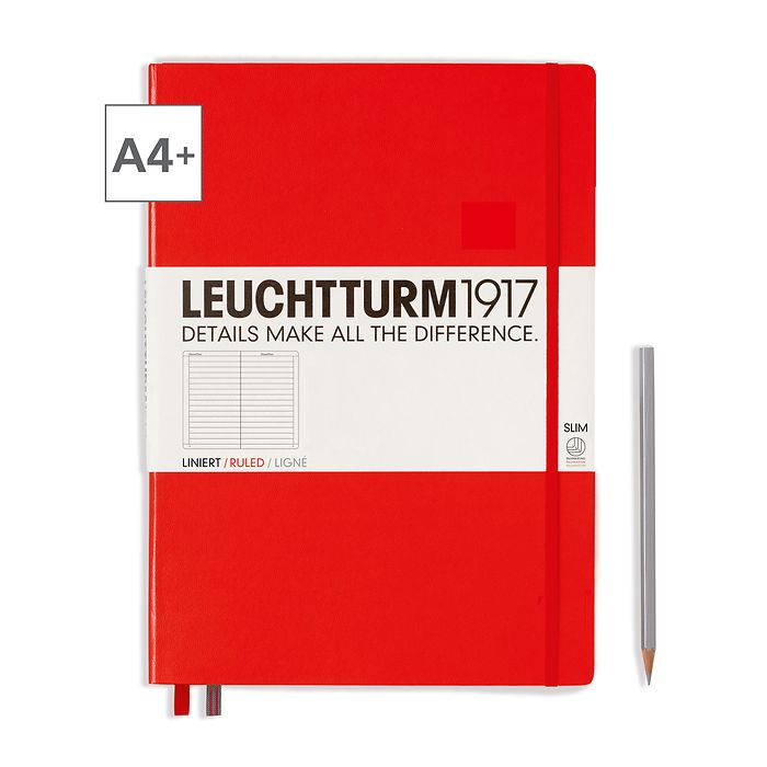 Leuchtturm1917 Notizbuch A4+ Master Slim Liniert Rot
