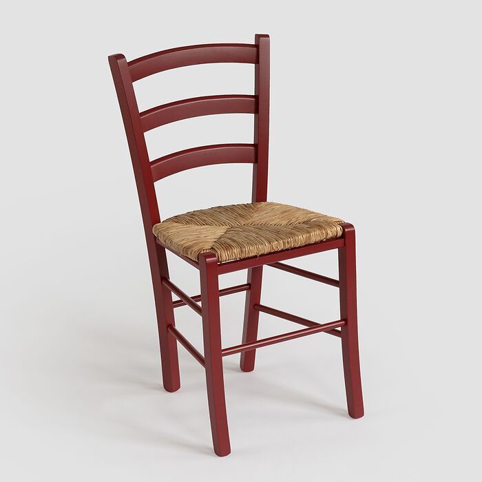 Binsengeflecht-Stuhl Rot