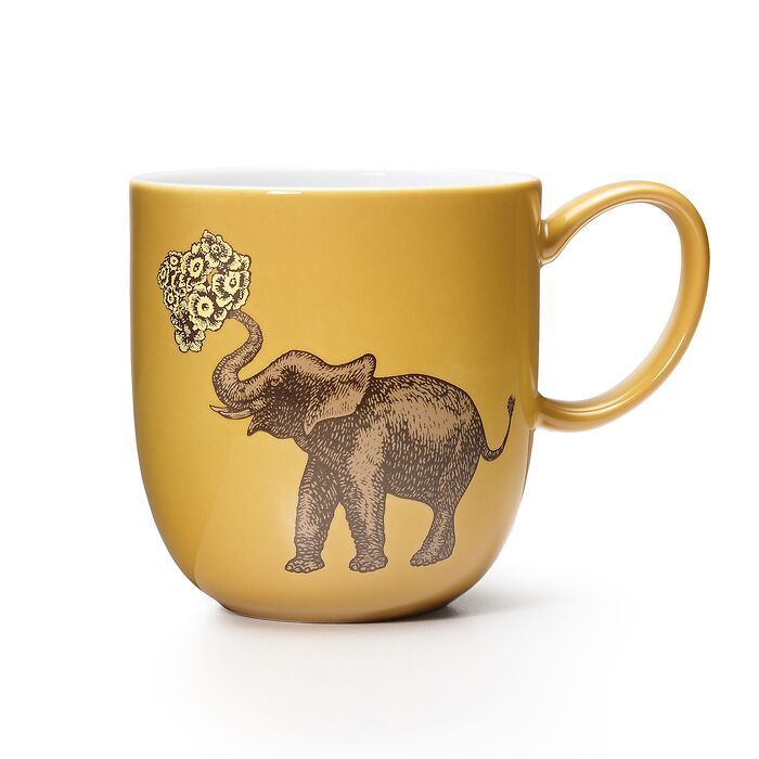 Somerset Kaffeebecher Elefantauf gelbem Grund