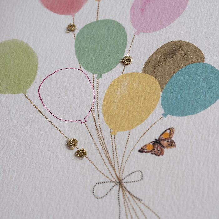 Bestickte Glückwunschkarten Luftballons