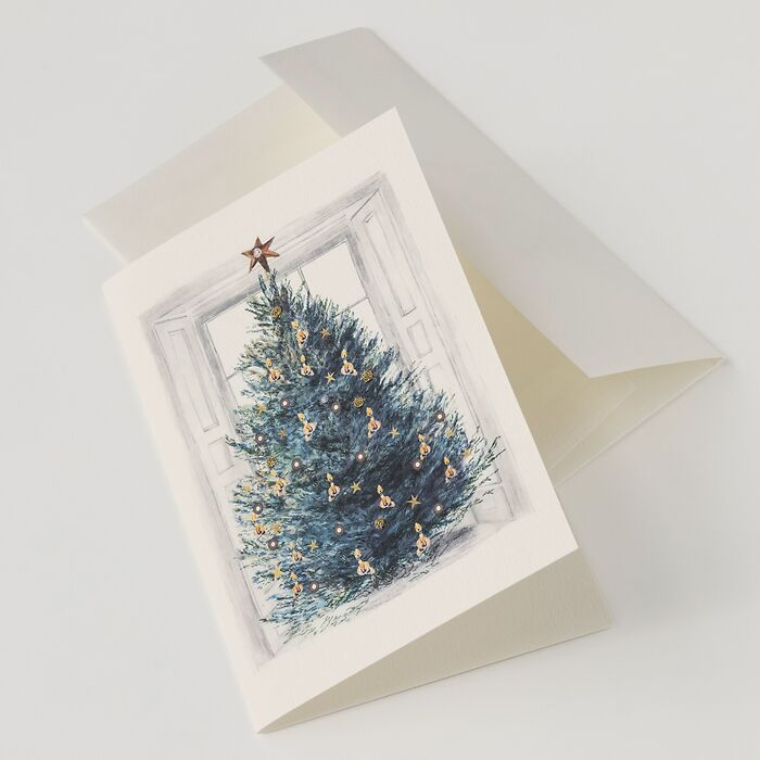 Bestickte Glückwunschkarte Weihnachtsbaum