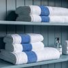 Gästehandtuch mit Chenille-Bordüre Blau - 3