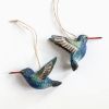 Handgeschnitzter Vogelanhänger Breitschnabelkolibri 2er-Set