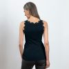 Rosemunde Seidentop mit Spitze Babette Navy XL - 3