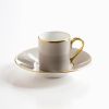 Porcelaine de Limoges Mokkatasse mit Golddekor Perlgrau