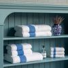 Gästehandtuch mit Chenille-Bordüre Blau - 2